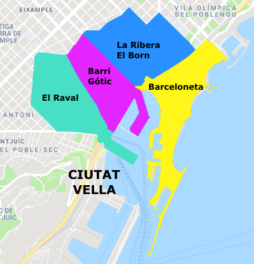 Mappa della Ciutat Vella, Barcellona