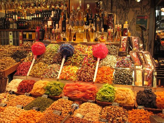 Uno stand all'interno de la Boqueria