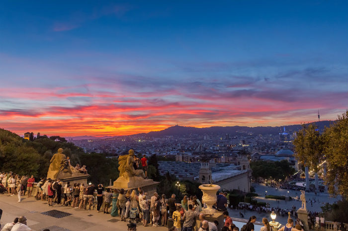 Panorama su Barcellona al tramonto