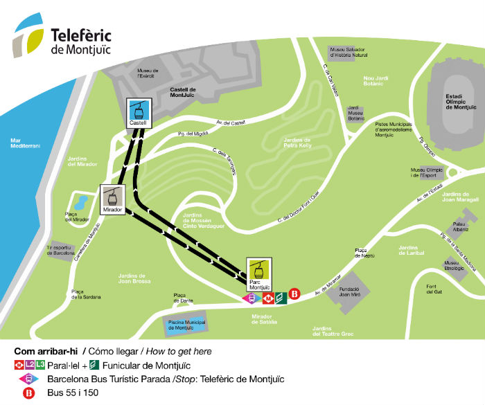 Mappa Teleferica del Montjuic